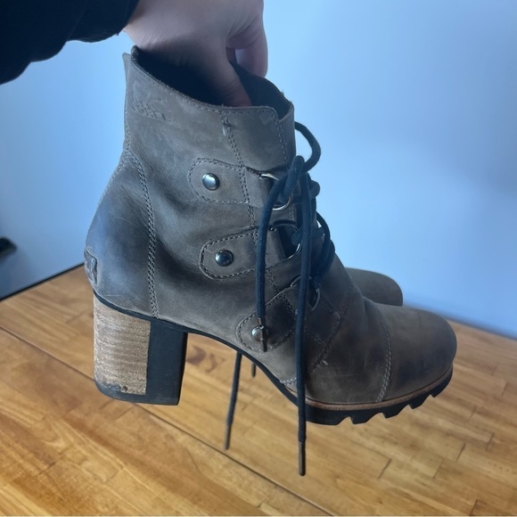 Sorrel Addington Brown Leather Lace Up Block Heel Ankle Boots Size 8 - Picture 4 of 8